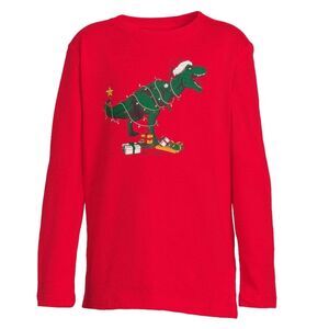 Holiday Time Boys Long Sleeve Christmas Graphic Tee Shirt, Size 18 XXL